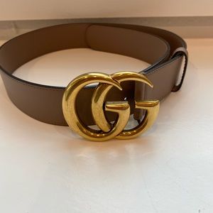 Gucci wide leather belt, tan, size 75 (US 2)